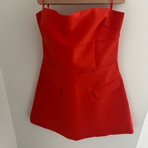 Zara orange strapless skort dress
